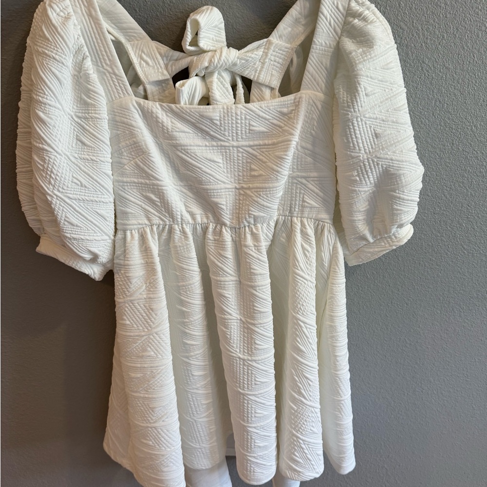 Free People White Textured Mini Dress